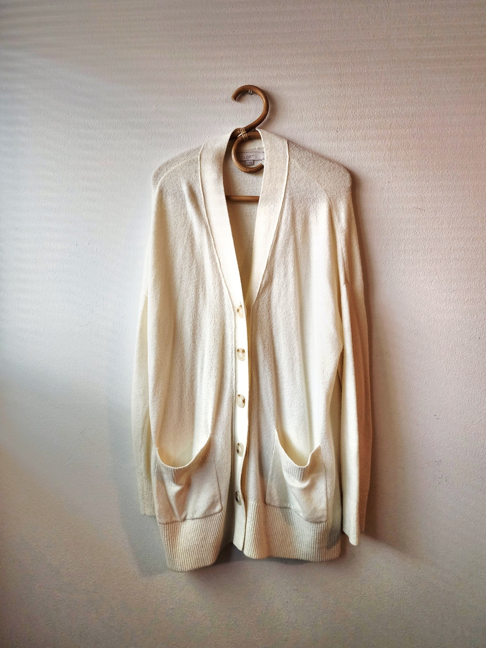 LOFT Cream Button-Front Women's Cardigan